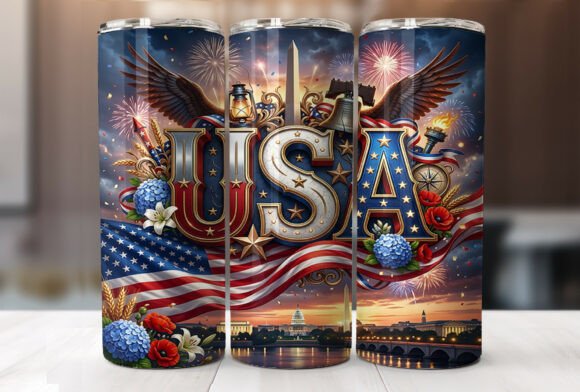 Download Patriotic USA Flag Tumbler Wrap PNG - Wrap Collection