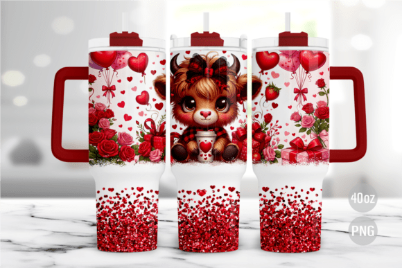 Download Valentine Highland Cow 40oz Tumbler Wrap - Wrap Collection