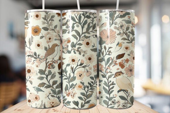 Download Vintage Bird &amp; Flowers Tumbler Wrap - Wrap Collection