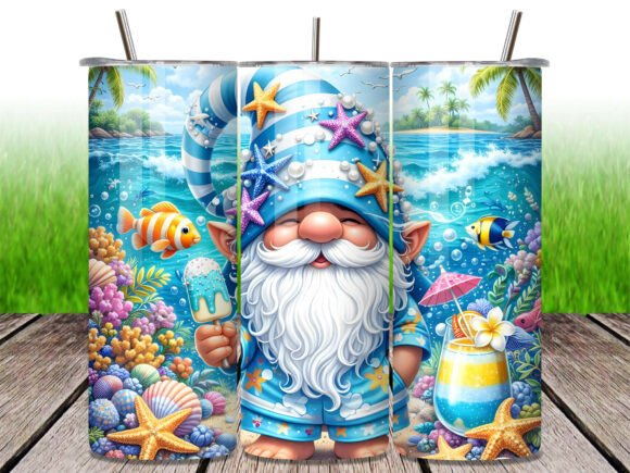 Download Summer Beach Gnome Tropical Tumbler Wrap - Wrap Collection