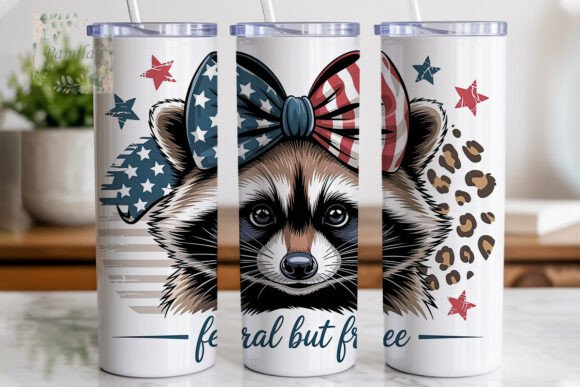 Download Patriotic Raccoon Bow Tumbler Wrap - Wrap Collection
