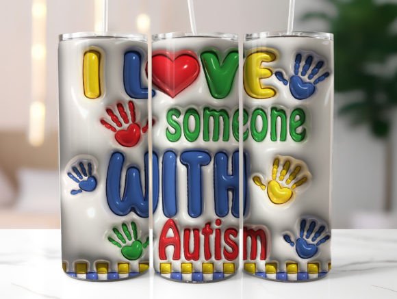 Download Autism Inflated 20oz Skinny Tumbler Wrap - Wrap Collection