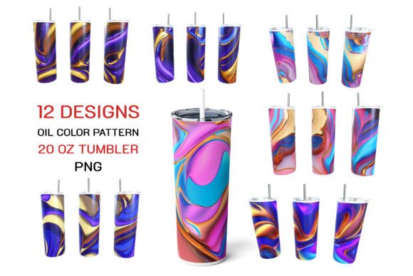 Download Colorful Oil Color Pattern Tumbler Wrap - Wrap Collection