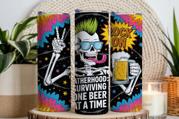 Download Punk Rock Skeleton Dad Tumbler Wrap PNG - Wrap Collection
