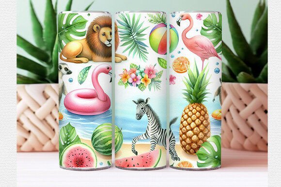 Download Watercolor Tropical Animal Tumbler Wrap - Wrap Collection
