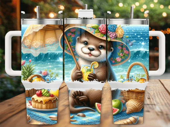 Download Otter Beach Summer 40oz Tumbler Wrap - Wrap Collection