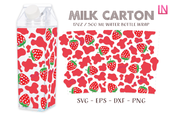 Download Cow Strawberry Milk Carton Full Wrap SVG - Wrap Collection