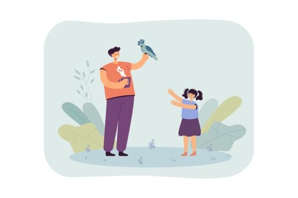 Download Father Holding Parrot in Hand While Drin - Premium Resources