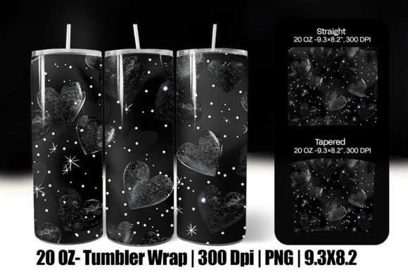 Download Black Valentine Heart Tumbler Wrap Png - Wrap Collection