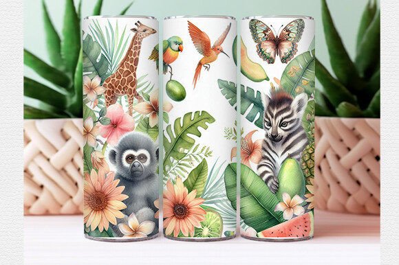 Download Watercolor Tropical Animal Tumbler Wrap - Wrap Collection